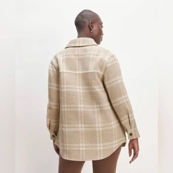 Everlane | The Italian ReWool Oversized Shirt Jacket in Taupe/Cream - Size L - Picture 2 of 13